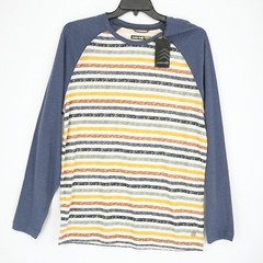 Solaris Men’s Long-Sleeve Shirt L Blue White Yellow Orange Gray Striped NWT