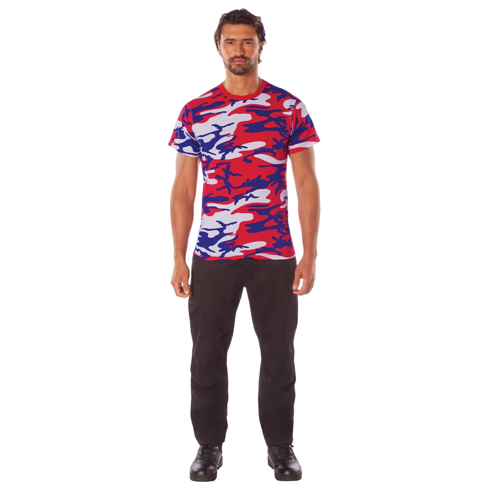 Men's American Camo Short Sleeve T-Shirt - Rothco Red White Blue Color Camo Tee gallery