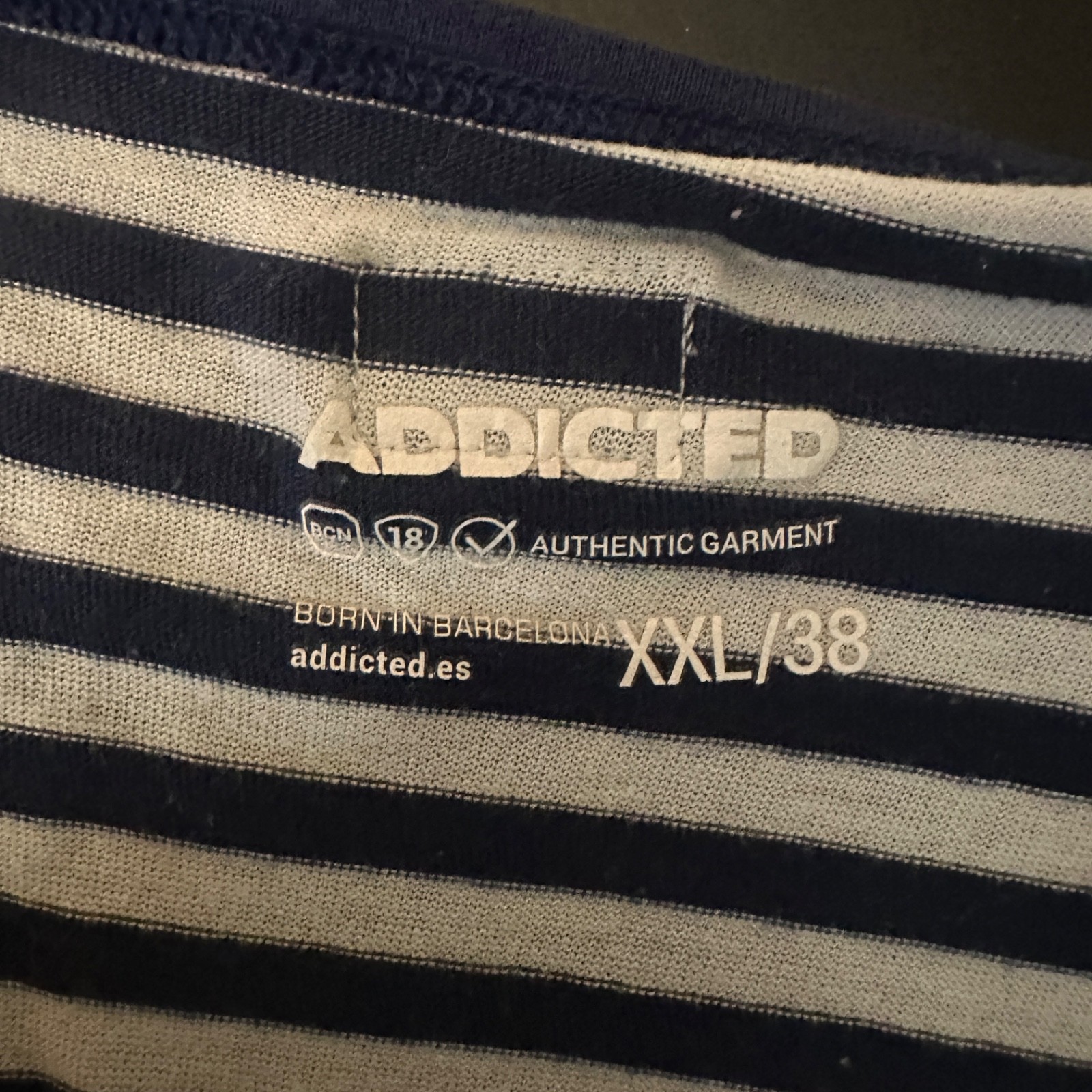 Addicted Striped Tank Top XXL runs small Gently worn Poly cotton blend no fabric gallery