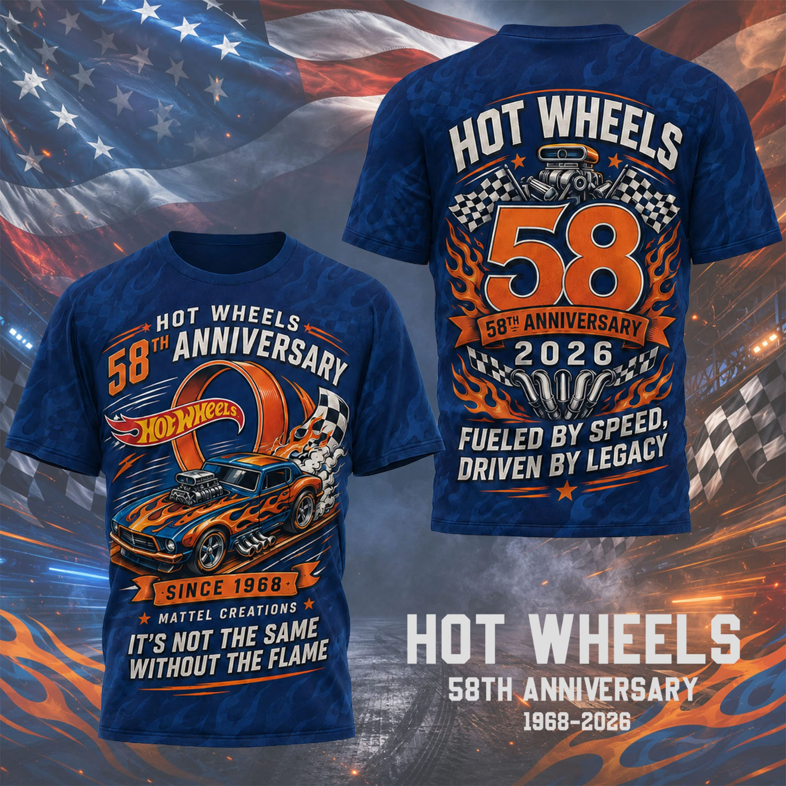 Hot Wheels 58th anniversary 1968-2026 Shirt - All Over Print gallery