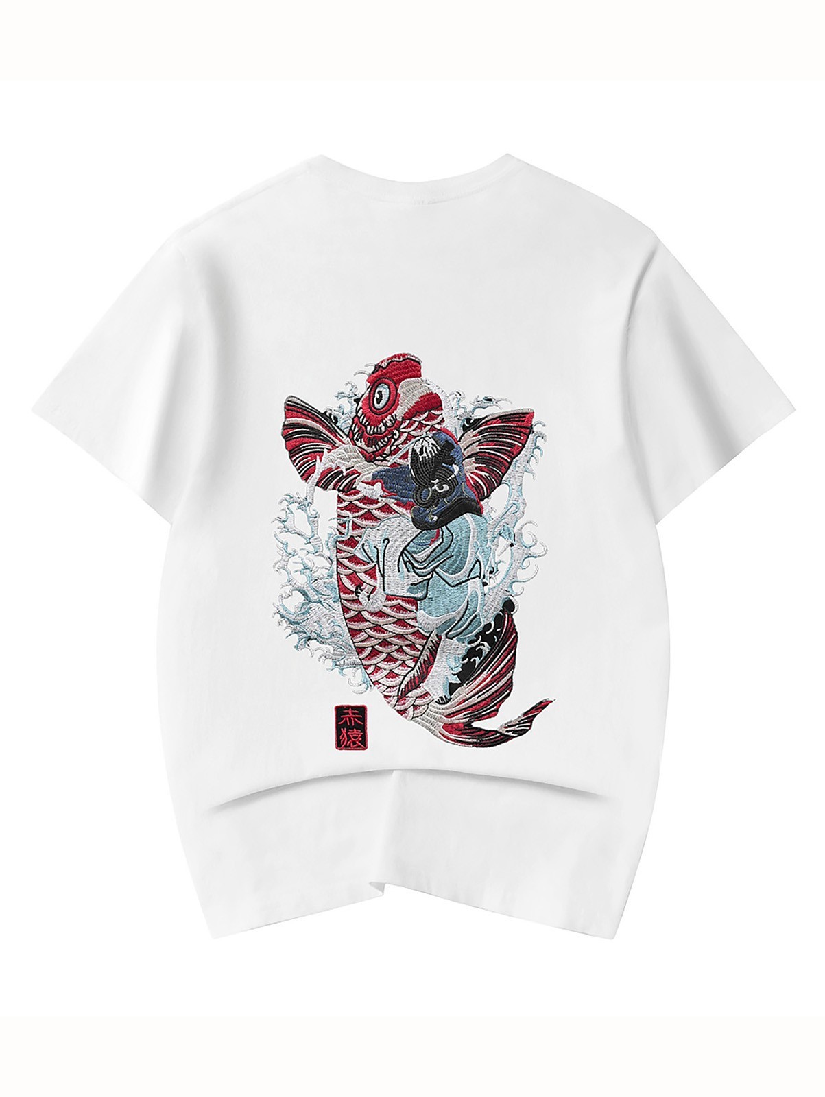 Niepce Men's Ukiyo-e Carp Embroidery Tee Japanese Streetwear T-Shirt gallery