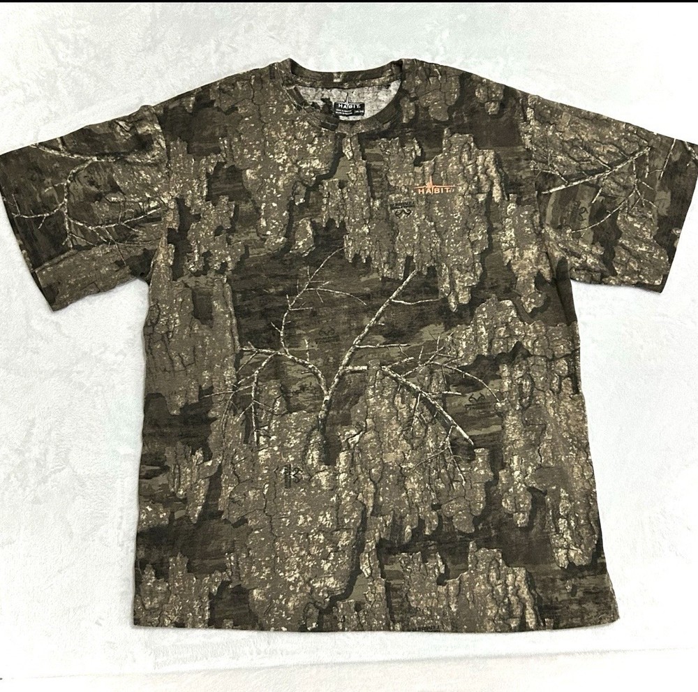 Habit Realtree Timber Camo Performance T-Shirt 2XL Stretch Hunting Short Sleeve