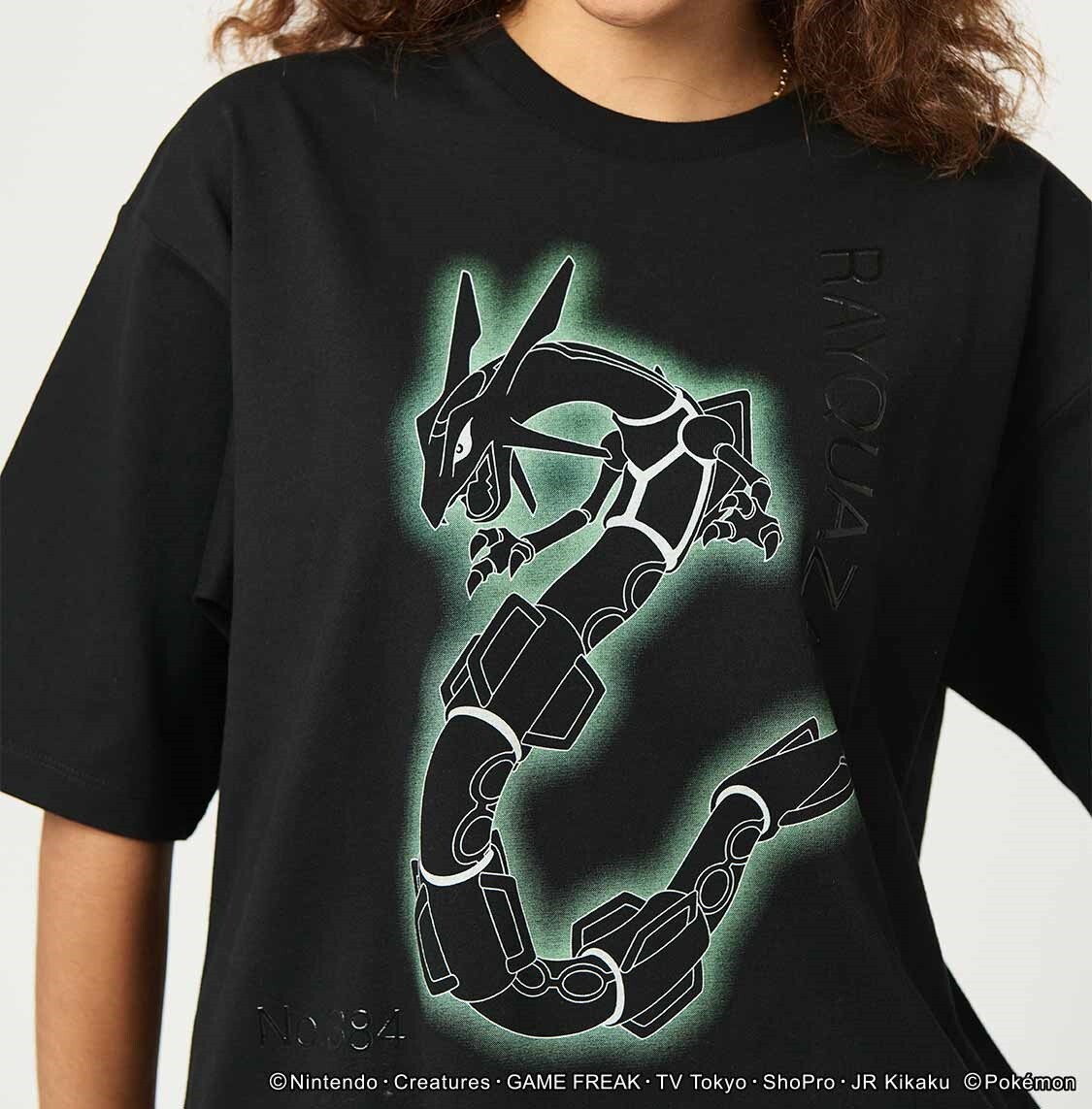 Pokemon Pocket Monsters Rayquaza Big silhouette T-shirt Cotton Black Graniph New gallery