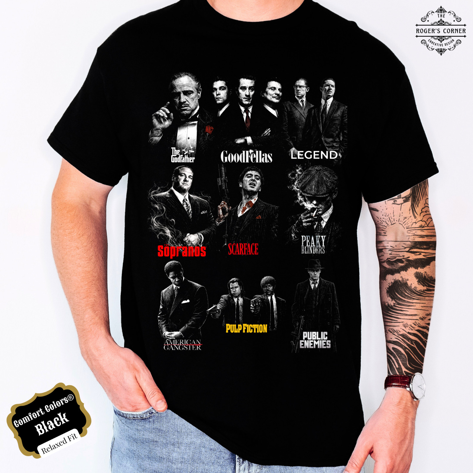 Gangster Legends mix Tee | Mafia characters inspired | Classic movie 80s 90s fan gallery