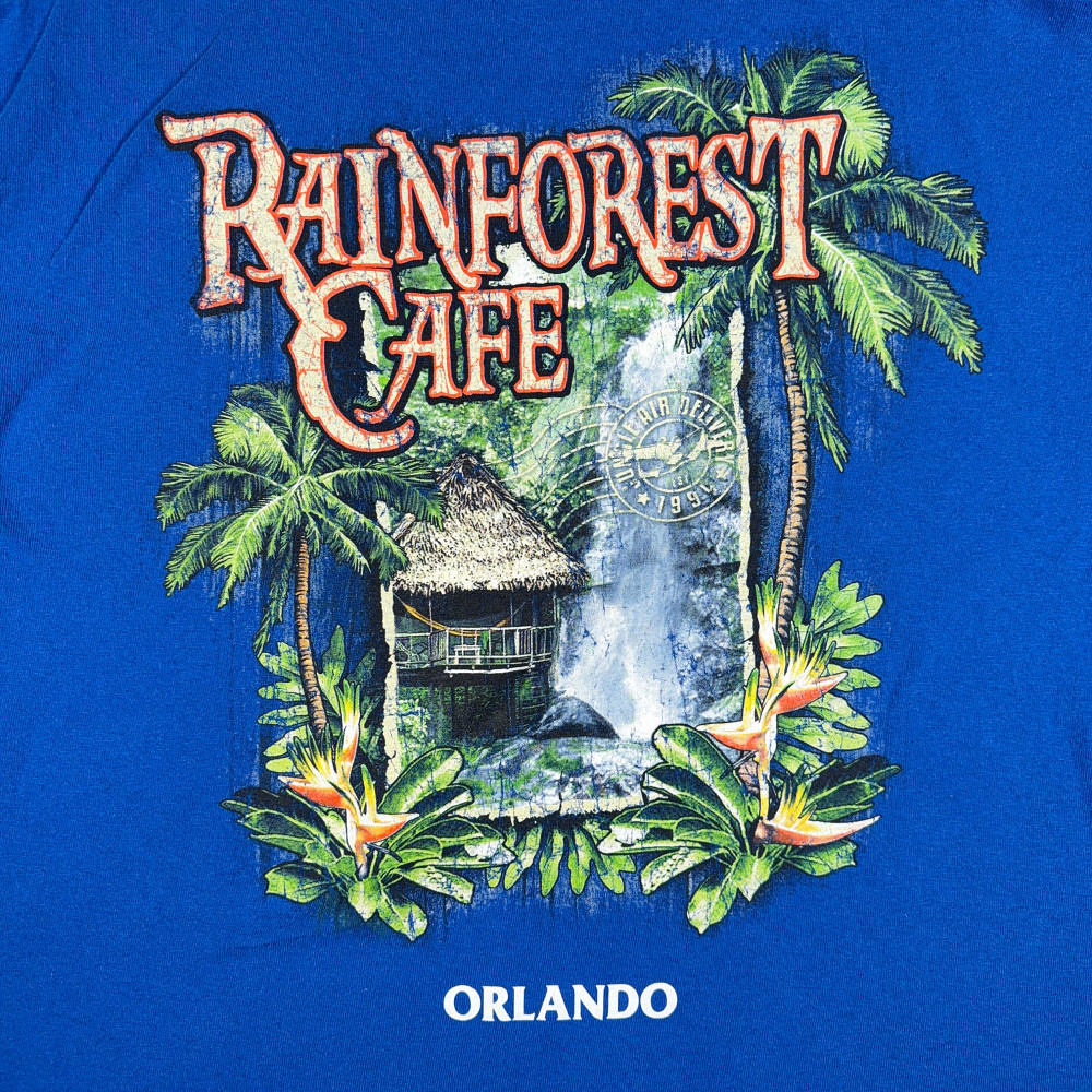 Rainforest Cafe Shirt Adult EXTRA LARGE Blue Orlando Florida USA Y2K gallery