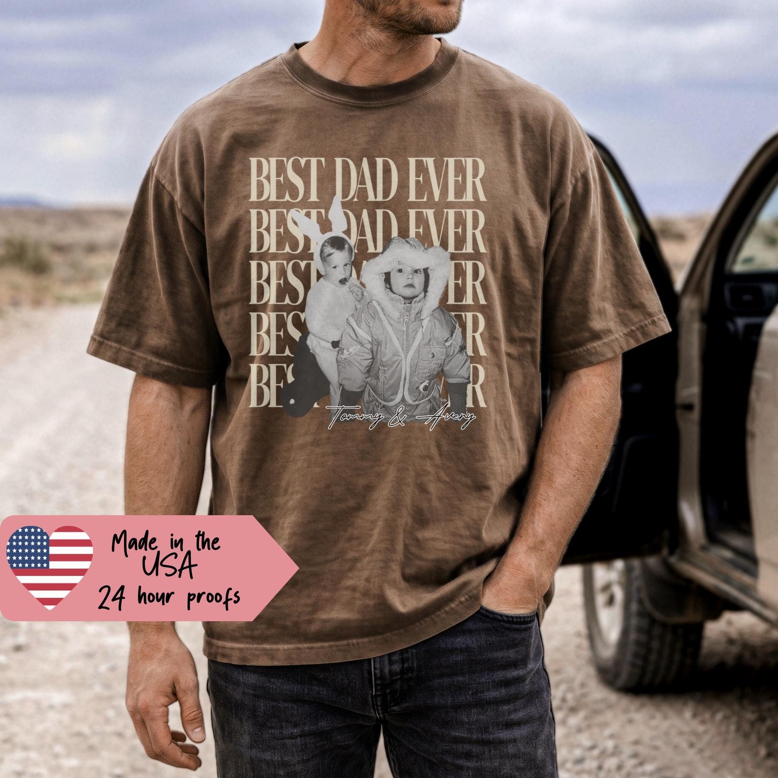 Custom Dad Photo Shirt Personalized Fathers Day Gift Bootleg Y2K Tee gallery