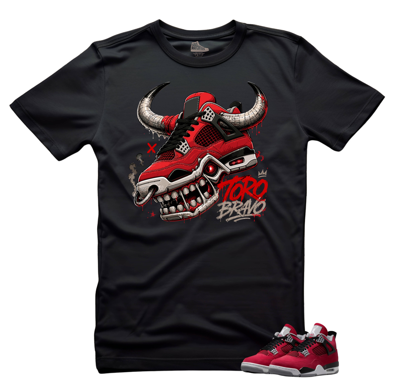 Shirt To Match Jordan 4 Toro Bravo Sneaker Tees-TORO Black Unisex Tees gallery