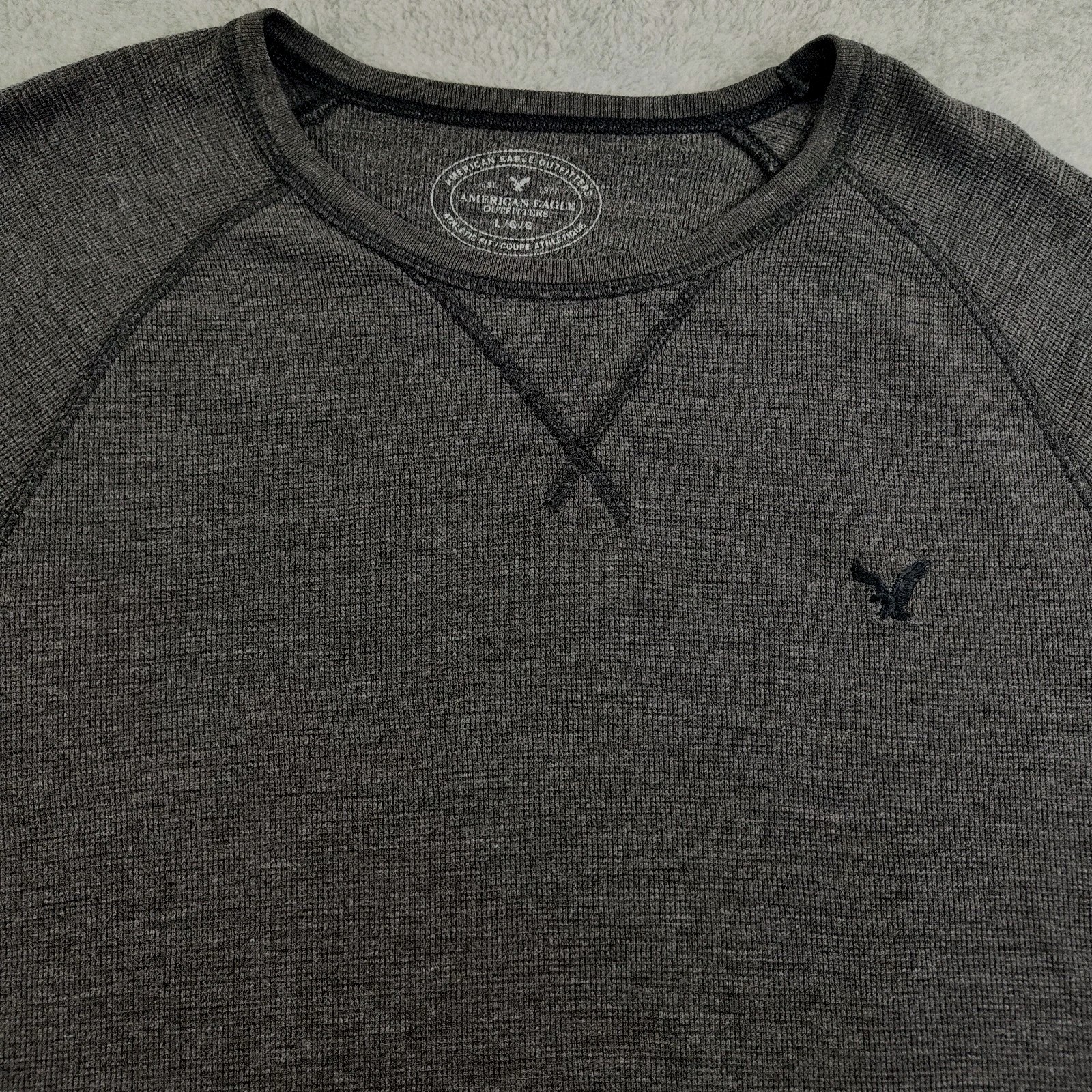 American Eagle Legend LG Athletic Thermal Shirt Black Raglan Sleeve B49.1GA3600