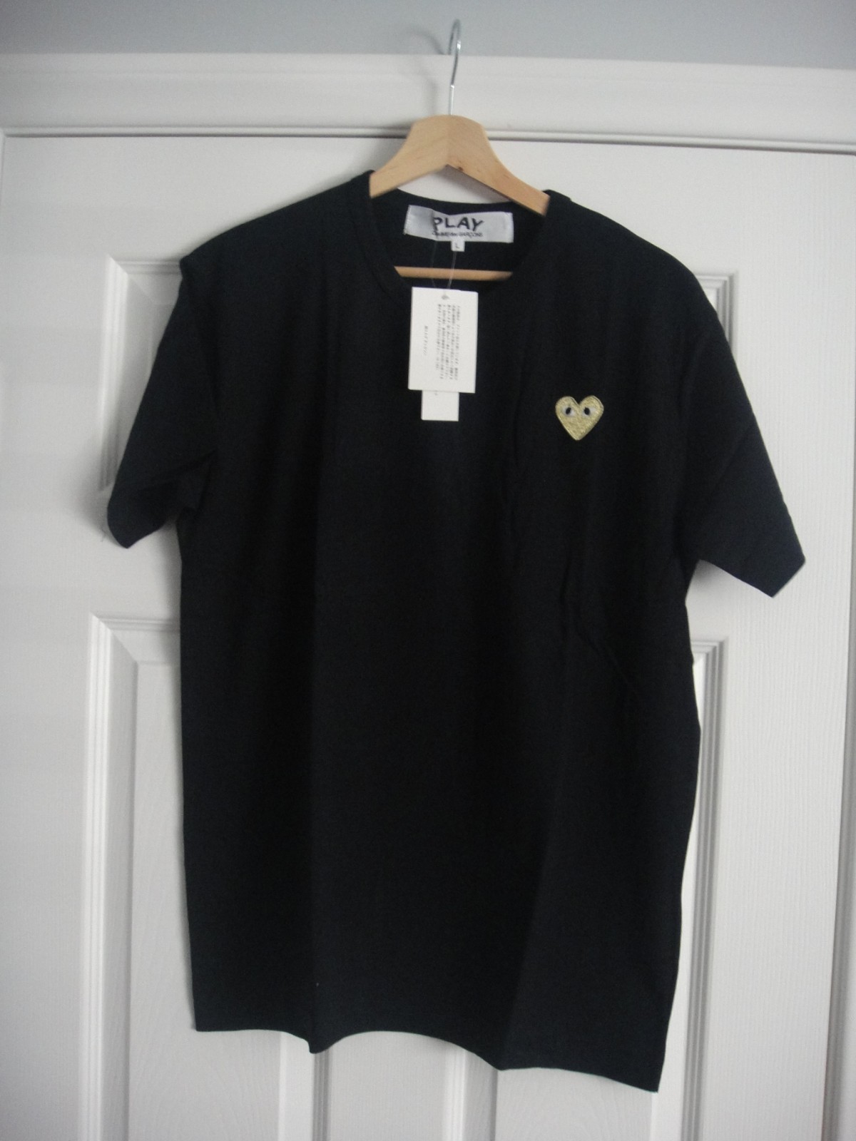 Comme Des Garcons Play Men’s Classic Gold Heart Logo Black Size Large, NWT