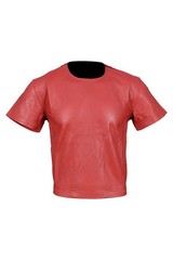 Men Leather T-Shirts in 4 different colors Simple genuine leather shirts