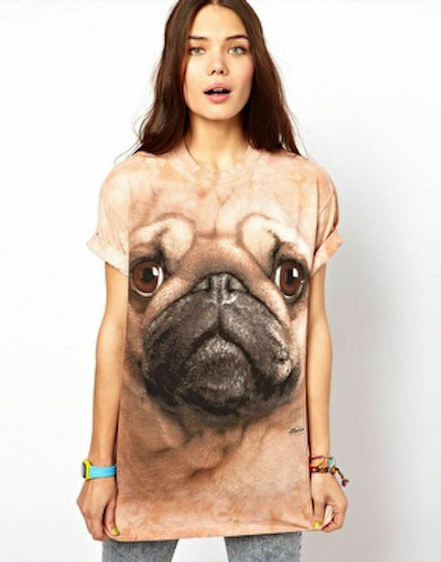 The Mountain Big Face Pug Dog Puppy Cotton Tie Die Animal T-Shirt Adult XL-5X gallery