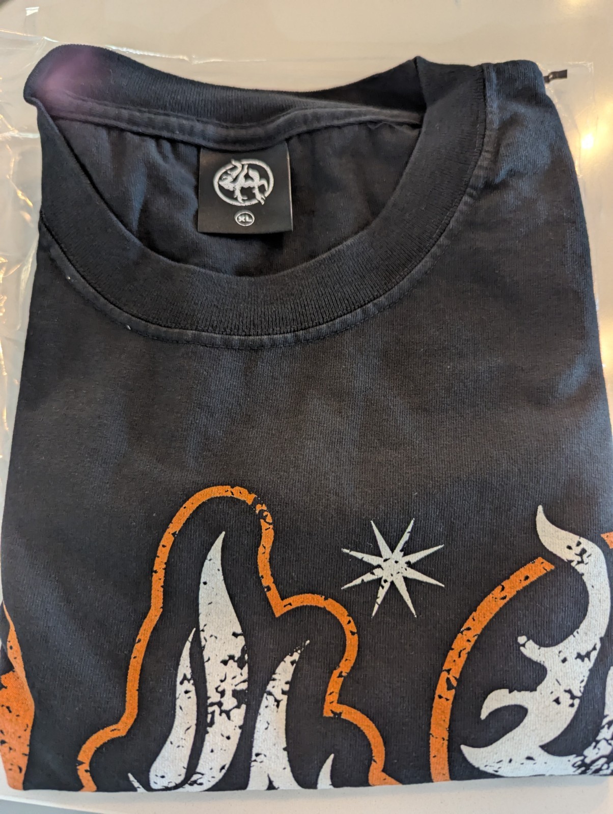 Lost Hills LH006 T-Shirt Flame Designer T-Shirt Black, Orange and White Size XL gallery