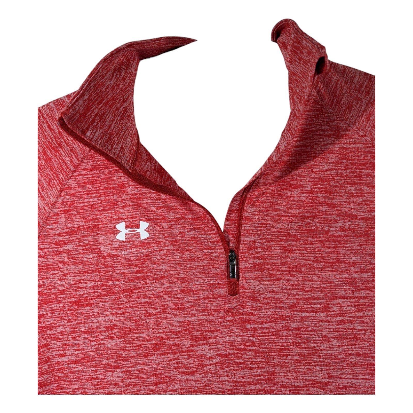 Under Armour Heat Gear 1/4 Zip Pullover Long Sleeve Static Red Loose Mens Medium gallery