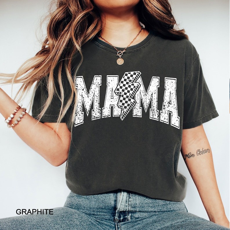 Mama Lightning Bolt Shirt Trendy Graphic T-Shirt Casual Tee