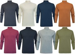 Mens Mock Neck Jumper Top Lightweight Baselayer Turtle Funnel Neck by Beebizco