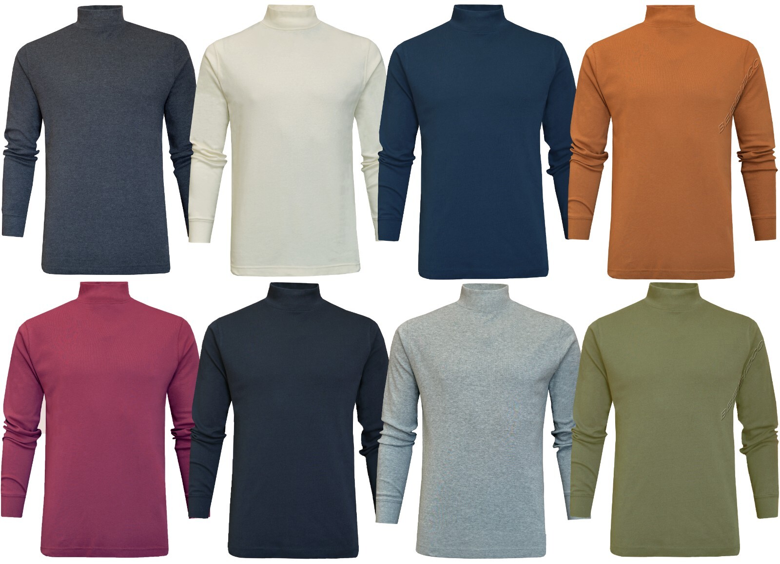 Mens Mock Neck Jumper Top Lightweight Baselayer Turtle Funnel Neck by Beebizco