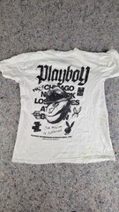 Playboy Official Play Boy Spell Out Logo Men’s White T-Shirt Medium M Cotton