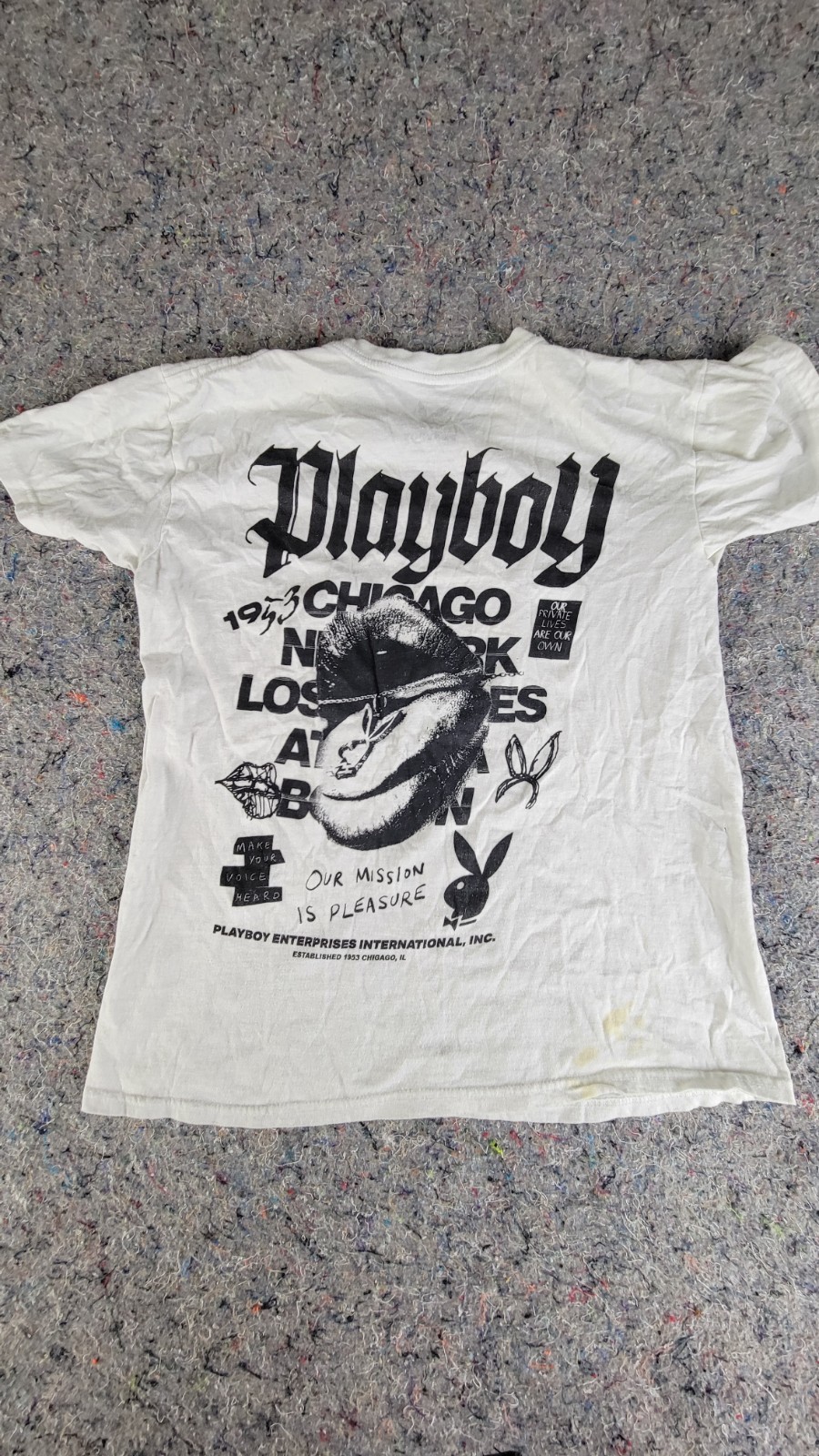 Playboy Official Play Boy Spell Out Logo Men's White T-Shirt Medium M Cotton gallery