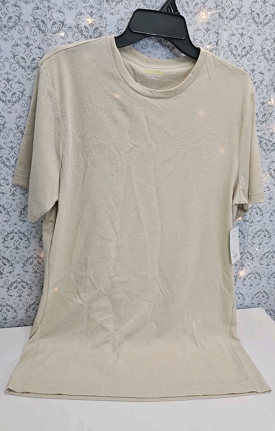 Tek Gear Essential Men’s T-shirt Med Tall Beige Tan Solid Crew New With Tags