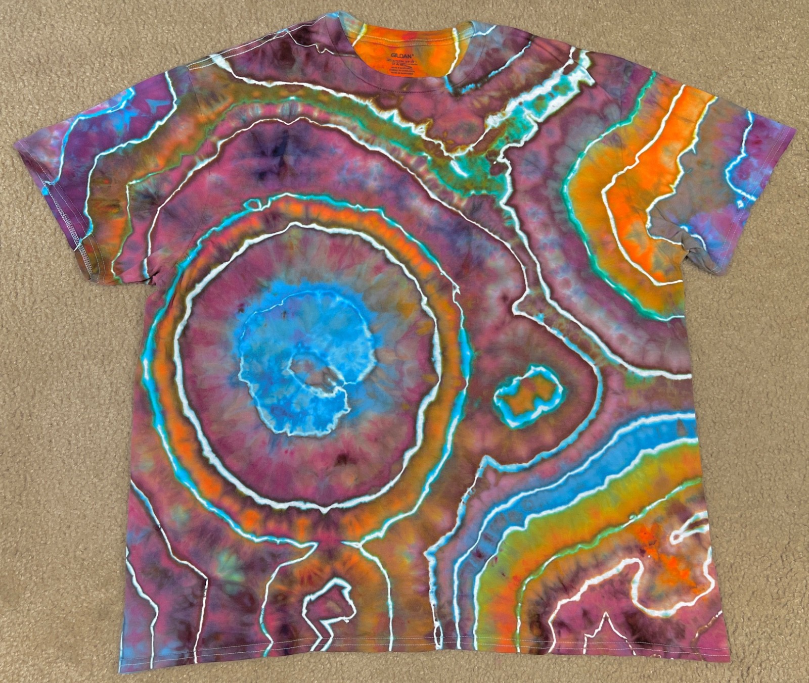 Handmade Ice Tie Dye T-Shirt 2XL Mens Womens Soft Cotton Red Blue Geode gallery