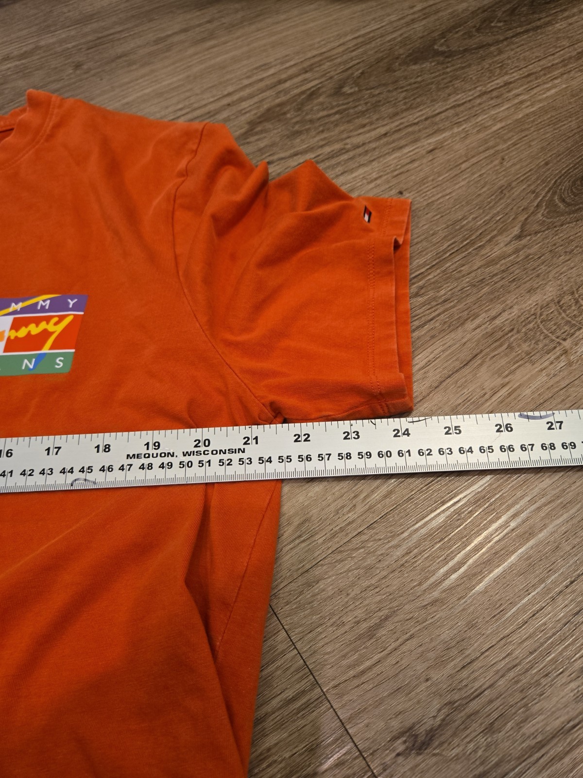 Tommy Hilfiger T-Shirt Mens Large Orange Tommy Jeans Graphic Print Short Sleeve gallery