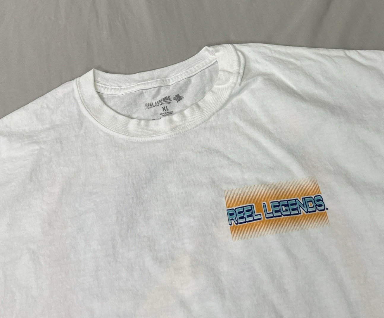 Reel Legends Fishing Shirt Mens XL White Blue Marlin Cotton Tee Nautical Travel gallery