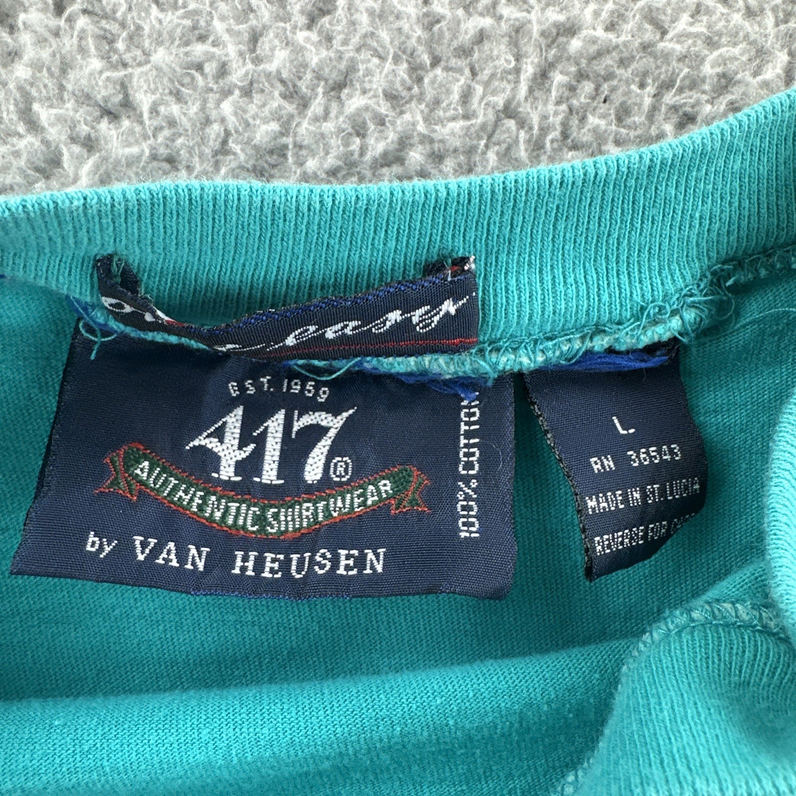 Vintage 417 Authentic Sportswear By Van Heusen Men’s Large Green Pocket T Shirt gallery
