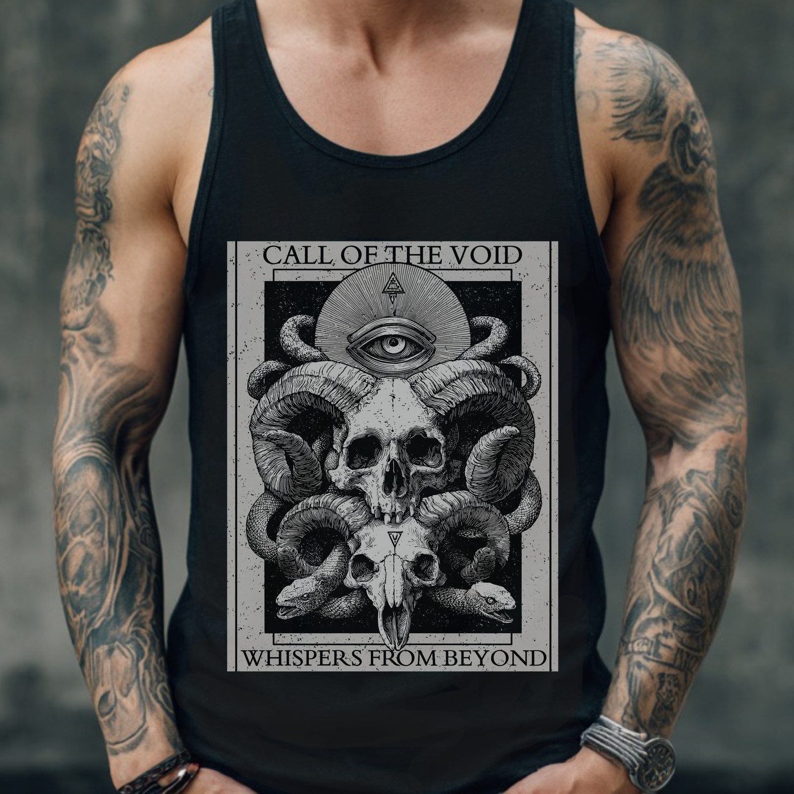 Occult Skull Graphic Tank Top, Horror Goth Graphic Shirt, Grunge Punk Clothing gallery