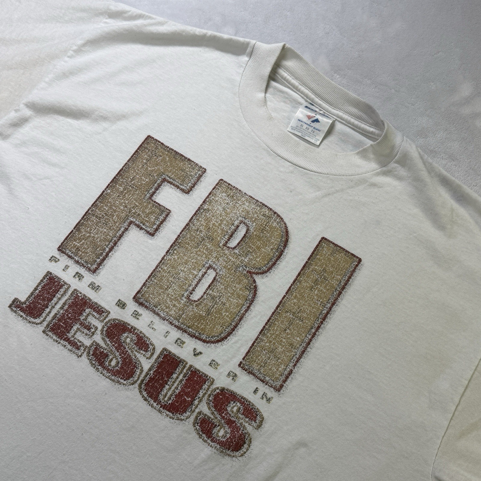 Vintage FBI Firm Believer In Jesus T Shirt XL Jerzees Religious Tee gallery