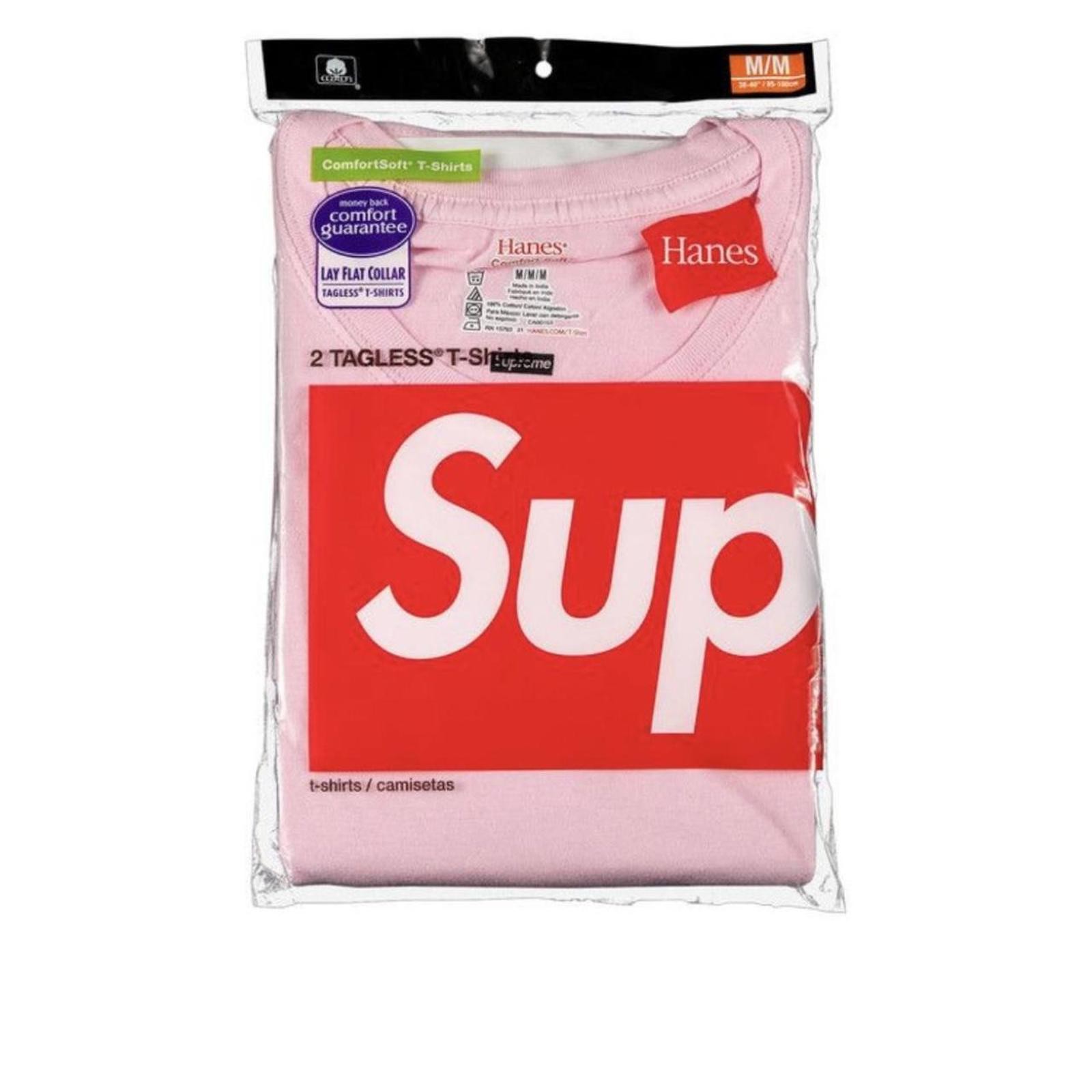 2021 Supreme x Hanes Tagless Tees (2 Pack) 'Pink' gallery