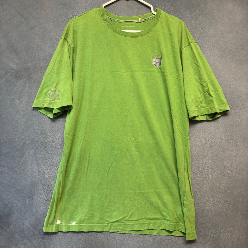 Port Authority Chevron Green Tee Shirt Embroidered Logo XL Corporate Merch