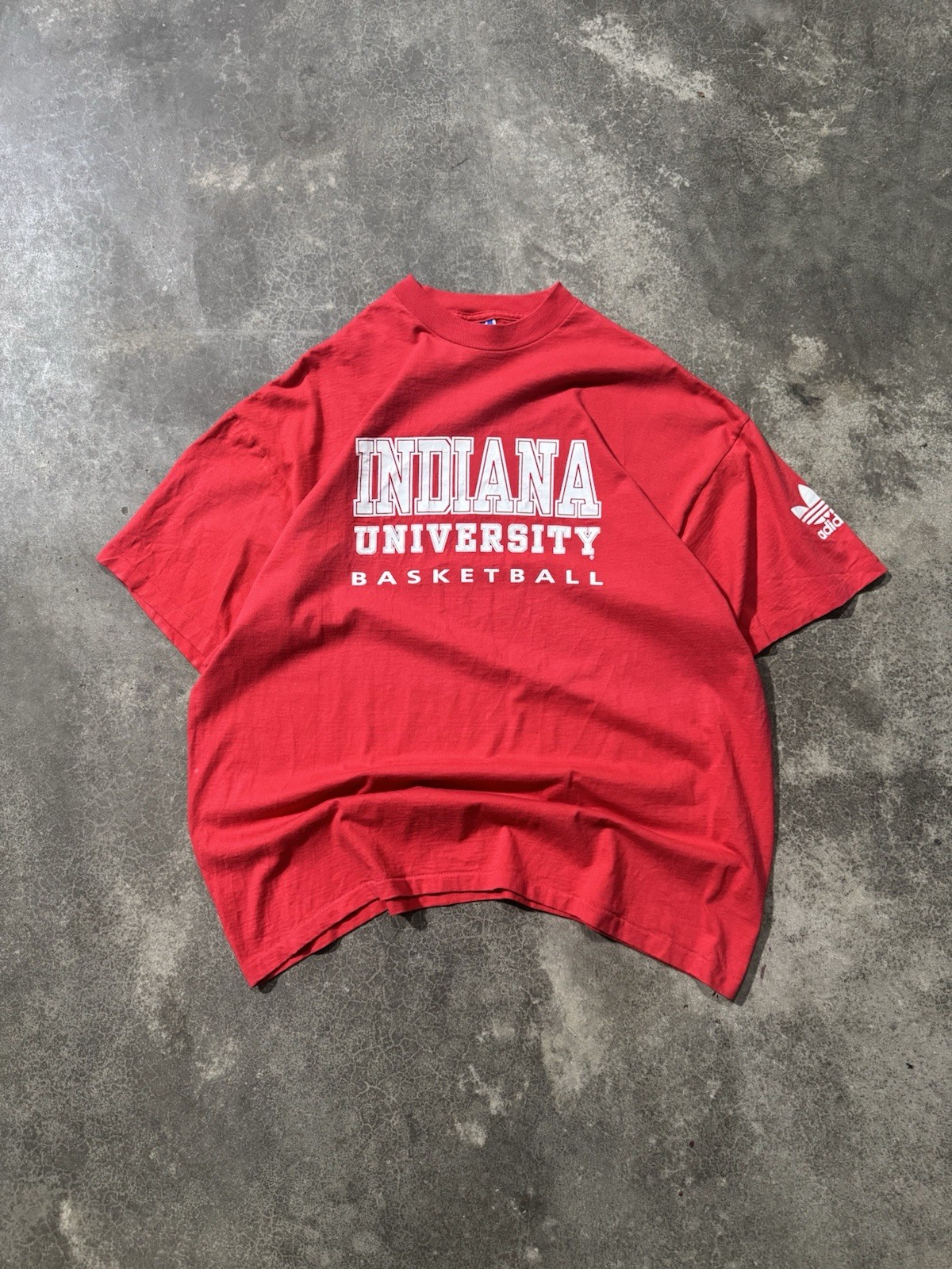 Indiana Hoosiers Basketball T-Shirt Adidas Single Stitch XL Made In Usa Red Vtg