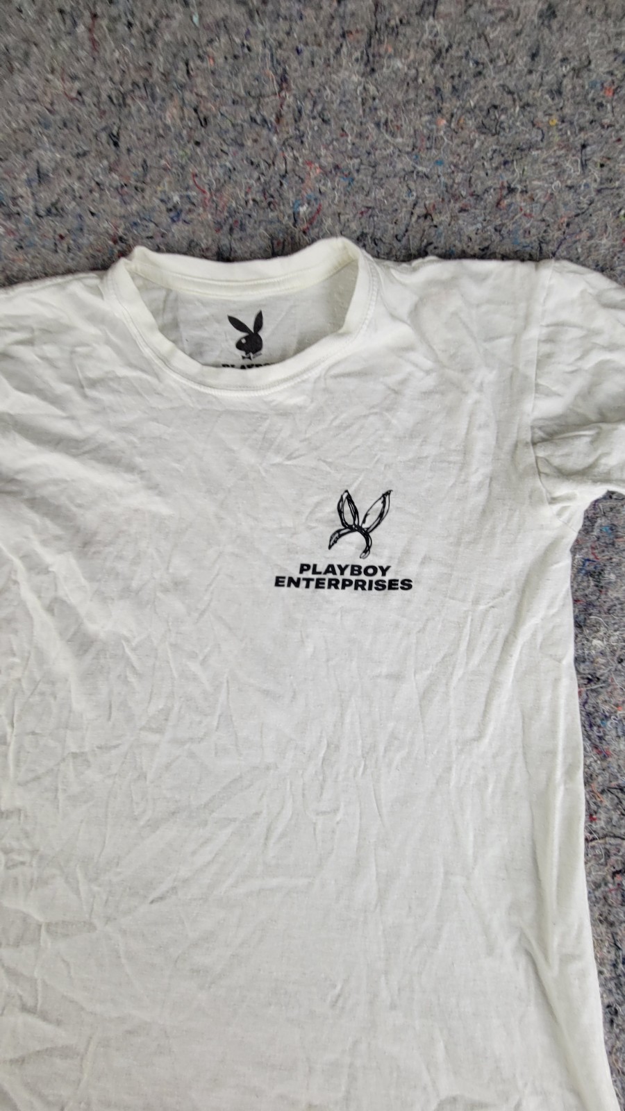 Playboy Official Play Boy Spell Out Logo Men's White T-Shirt Medium M Cotton gallery