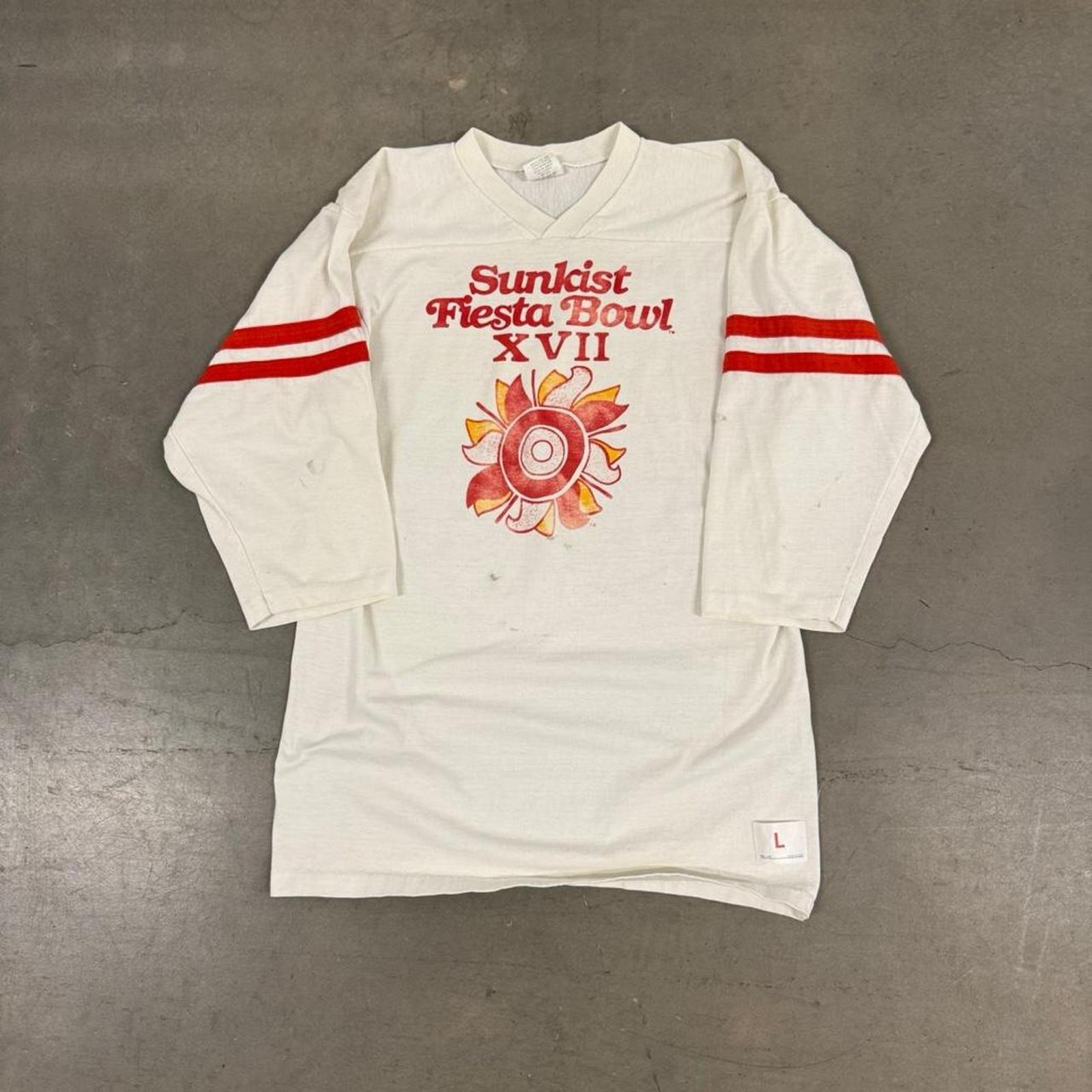 Vintage 80s Sunkist Festival Bowl Striped Football T Shirt Size L