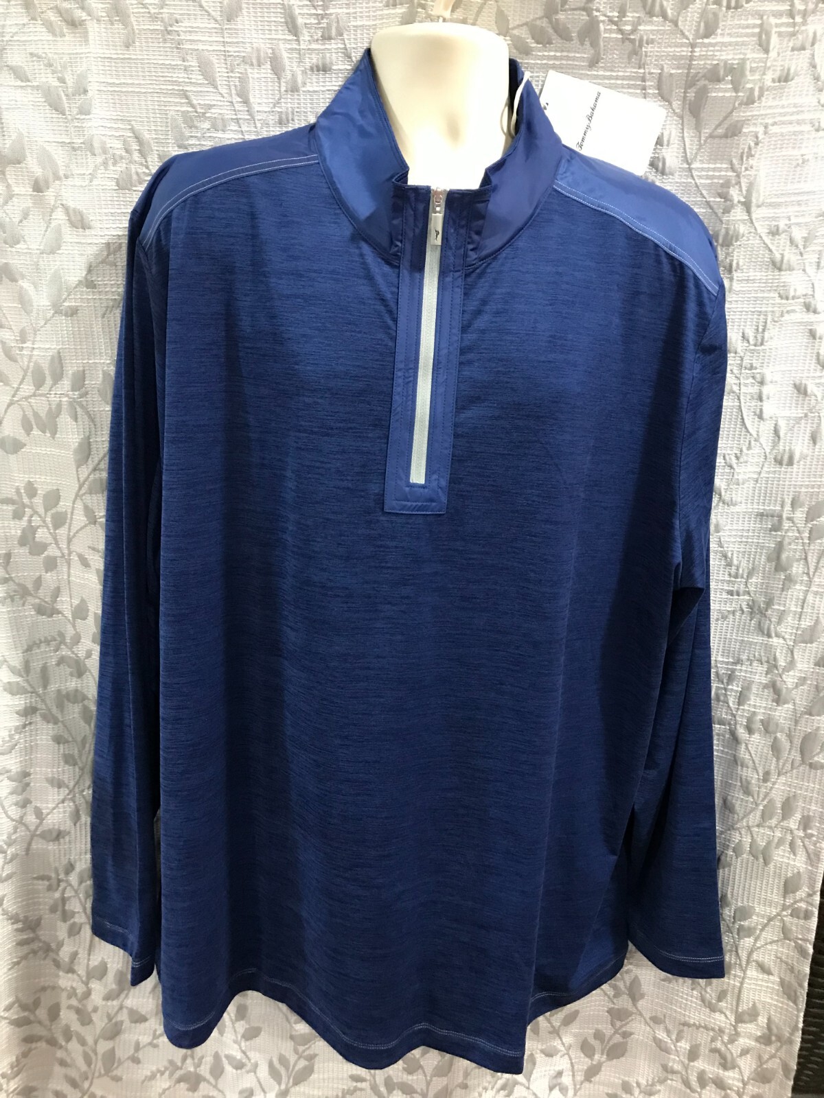 Tommy Bahama Islandzone Men's Size 3XL Navy Sport On Neck Half Zip Shirt $138 gallery