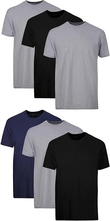 Hanes T-Shirt 6-Pack Men's ComfortSoft TAGLESS Crewneck Short Sleeve Tee Value gallery