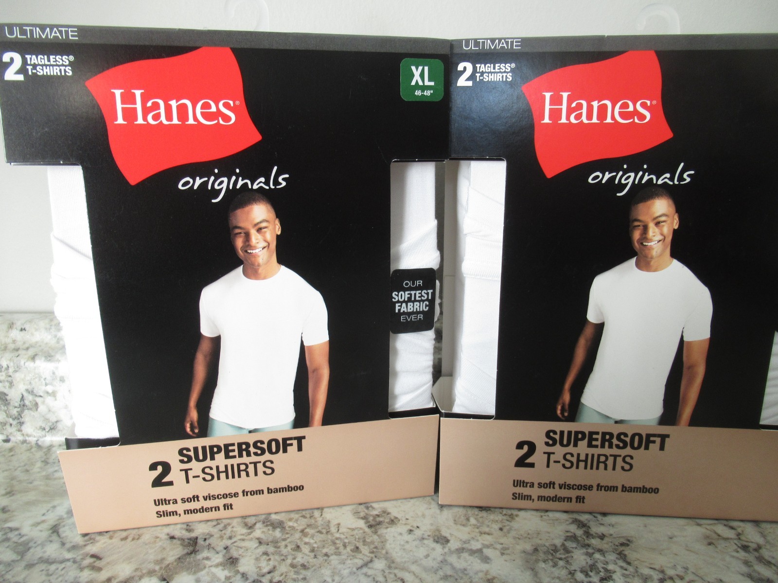Hanes White T Shirts XL Tagless 4 Total Softest Fabric Supersoft Slim Modern Fit gallery