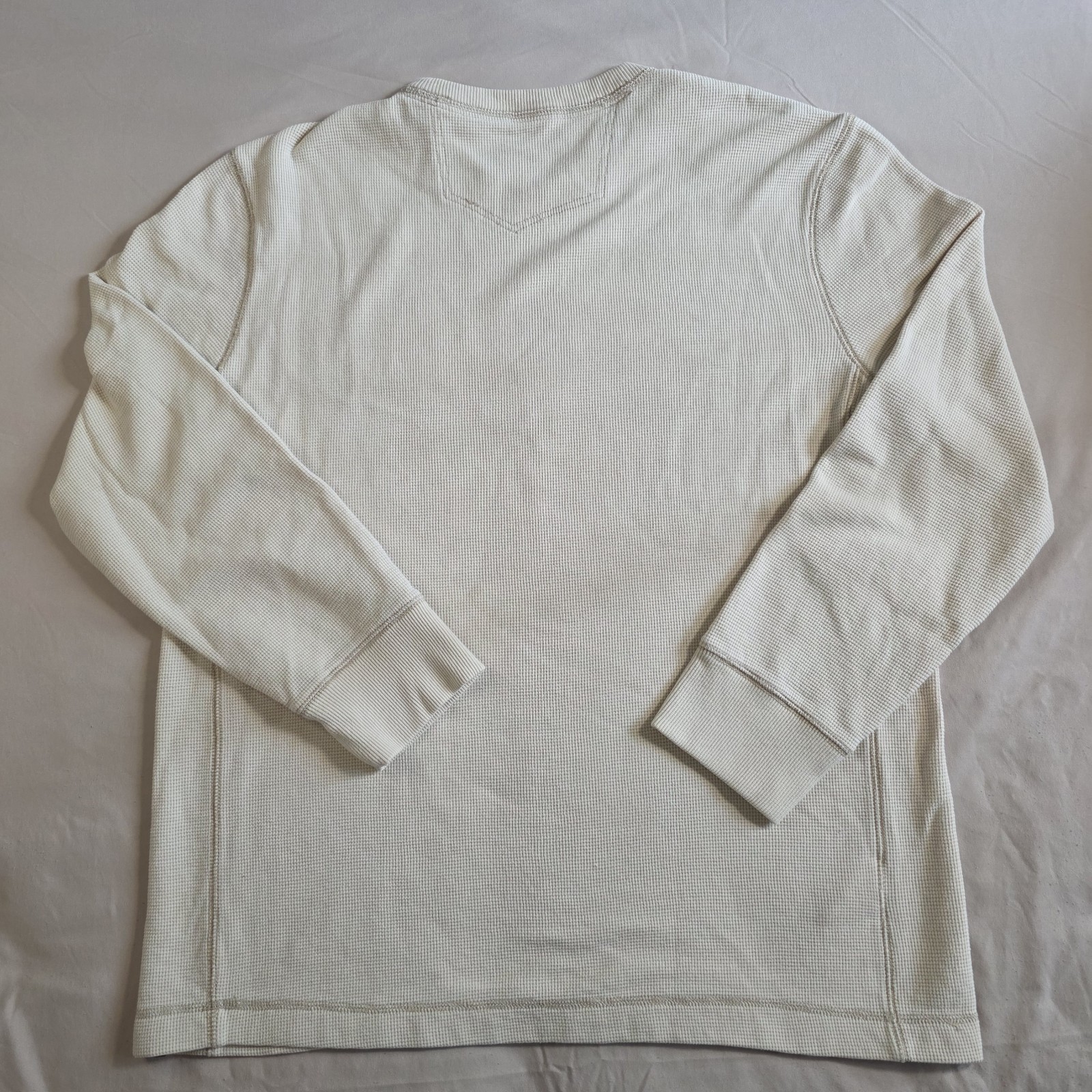 Eddie Bauer Mens Shirt L Cream Waffle Knit Thermal Long Sleeve Crew Neck Casual gallery