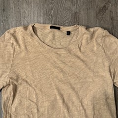 ATM Anthony Thomas Melillo Long Sleeve Mens L Tan Slub Cotton Crewneck AW1047-FK