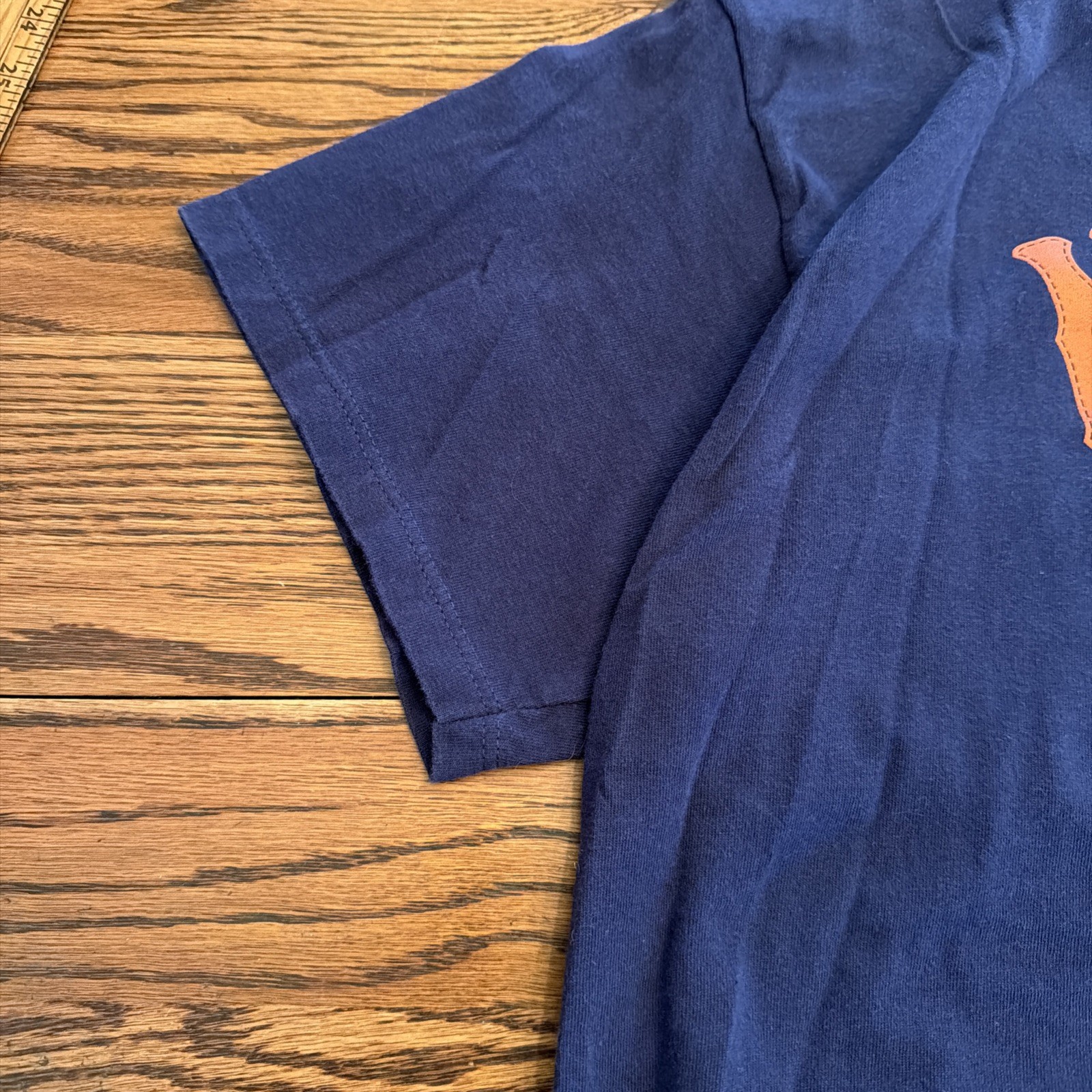 Vintage 90s Nike Blue Graphic SPELLOUT Logo T-Shirt Men's Large Orange Lettering gallery