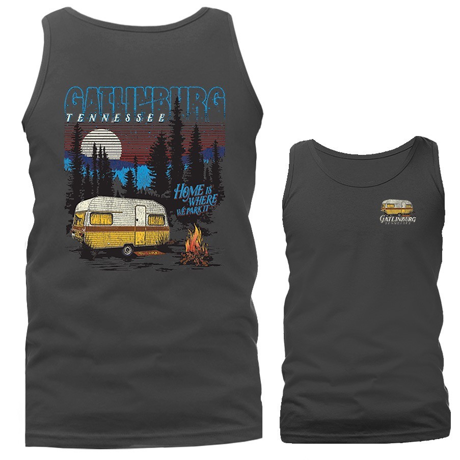 Home Is Camper Gatlinburg Smoky Mountains Outdoor Camping Graphic Tank Top