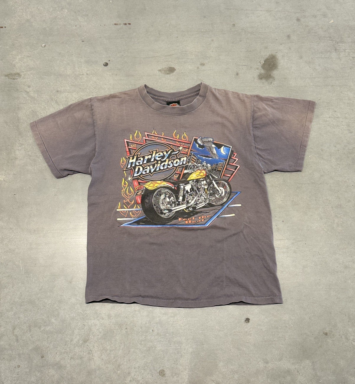 Vintage 1995 Harley Davidson motorcyle Feel The Heat flames Single Stitch large gallery