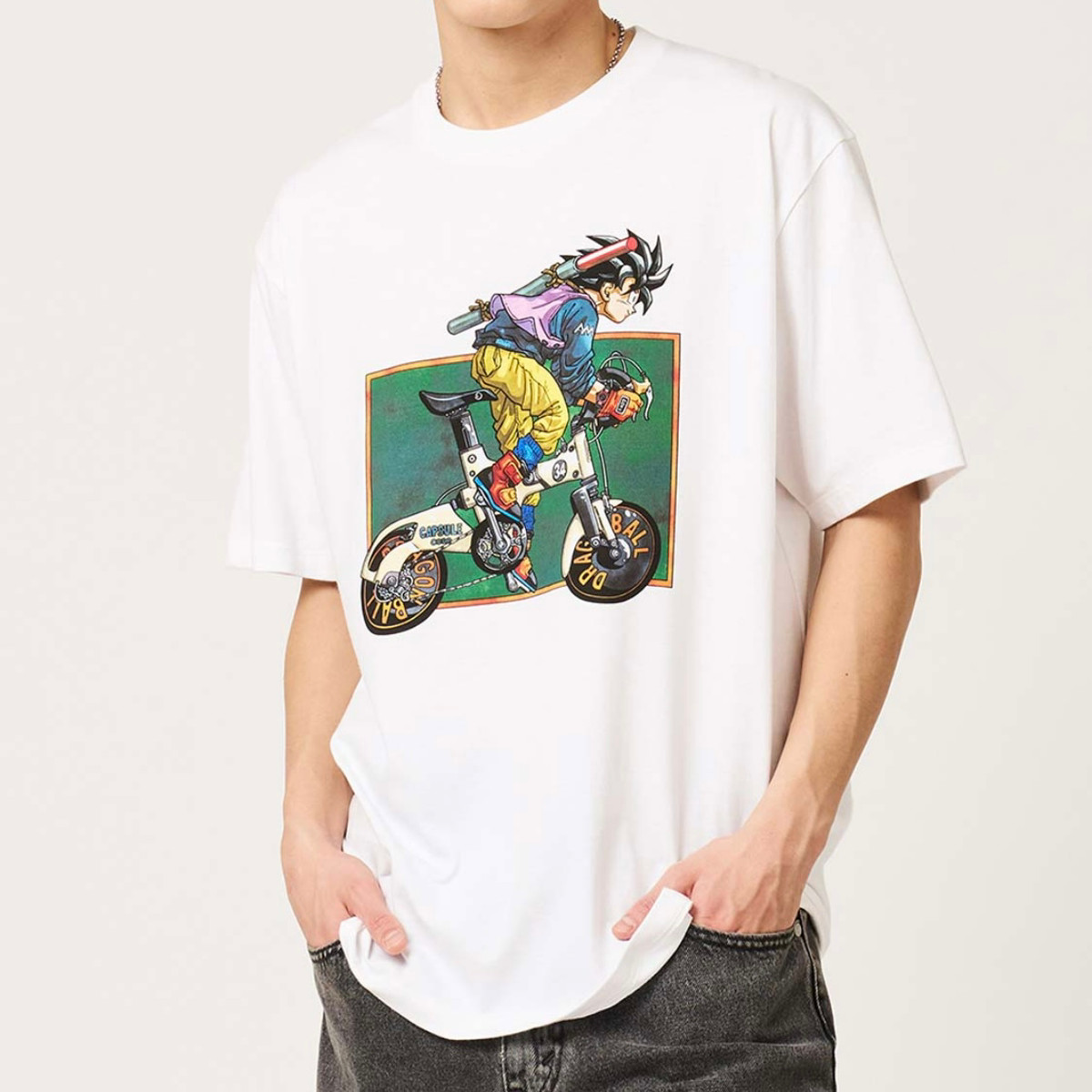 Graniph Dragon Ball Son Goku Cycling Graphic T Shirt XL White Japan Anime gallery