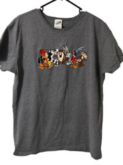 1999 Warner Bros Looney Tunes Gray Embroidered Tee Tshirt Size Large