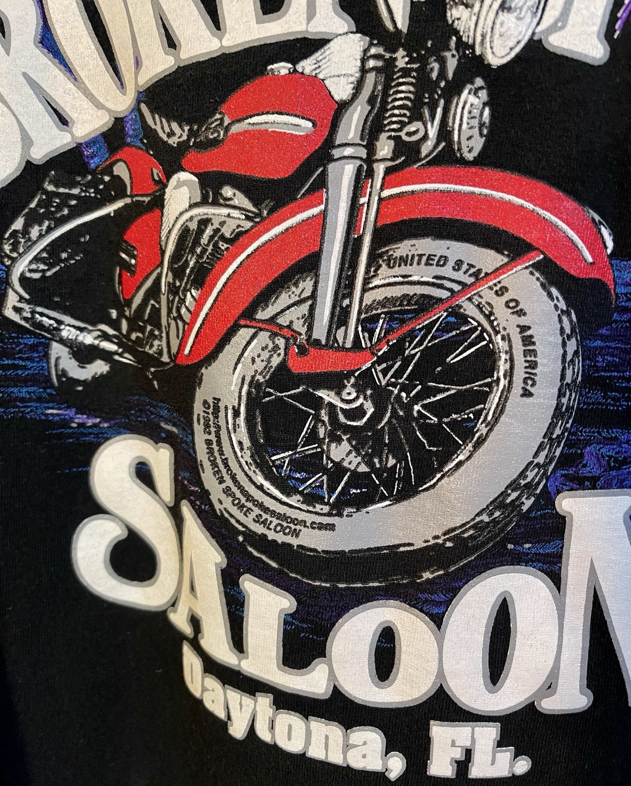 Vintage BROKEN SPOKE SALOON Single Stitch Bike Week motorcycle L Daytona 90s GUC gallery