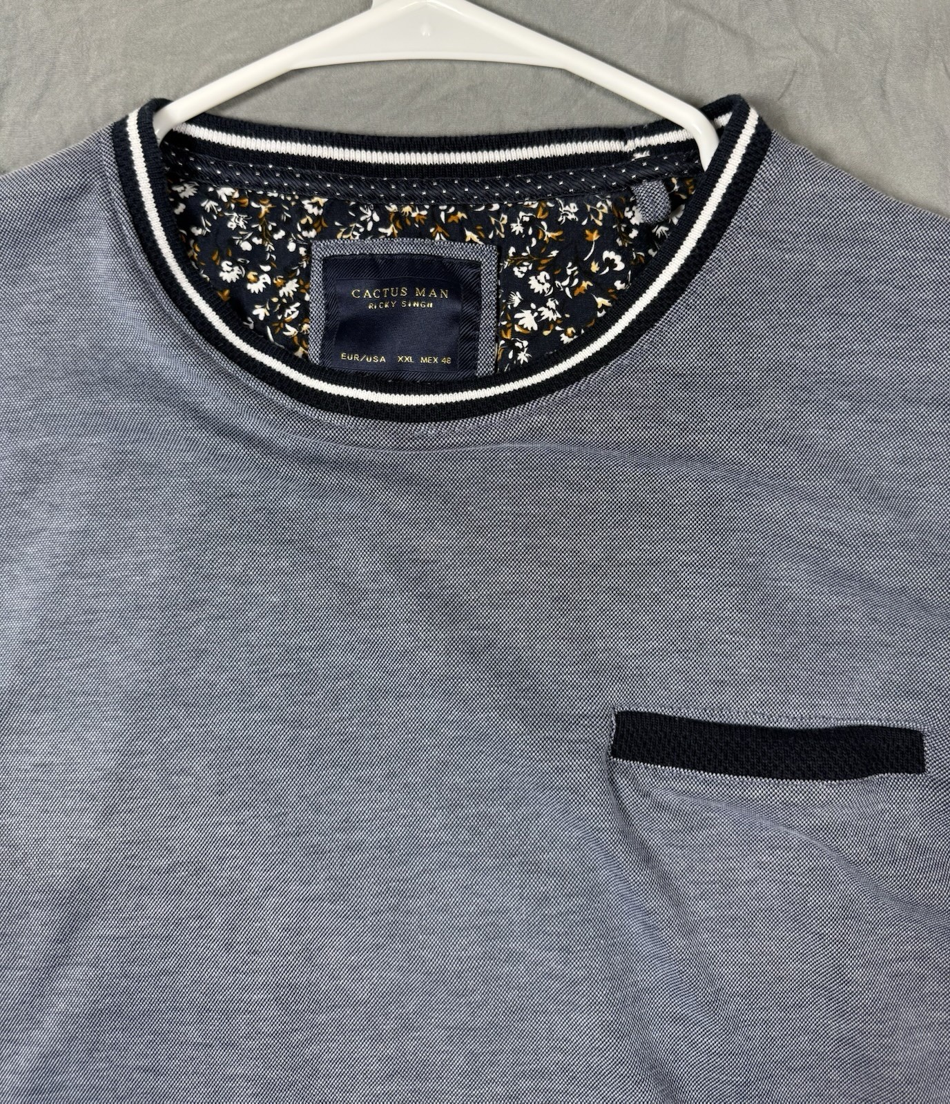 Cactus Man Ricky Singh Blue Contrasting Trim Crew Neck T-Shirt Men’s Size XXL