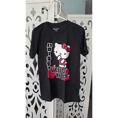 Hello Kitty Apples Graphic Tee Small Black Sanrio Kawaii cute Y2K Shirt nwot