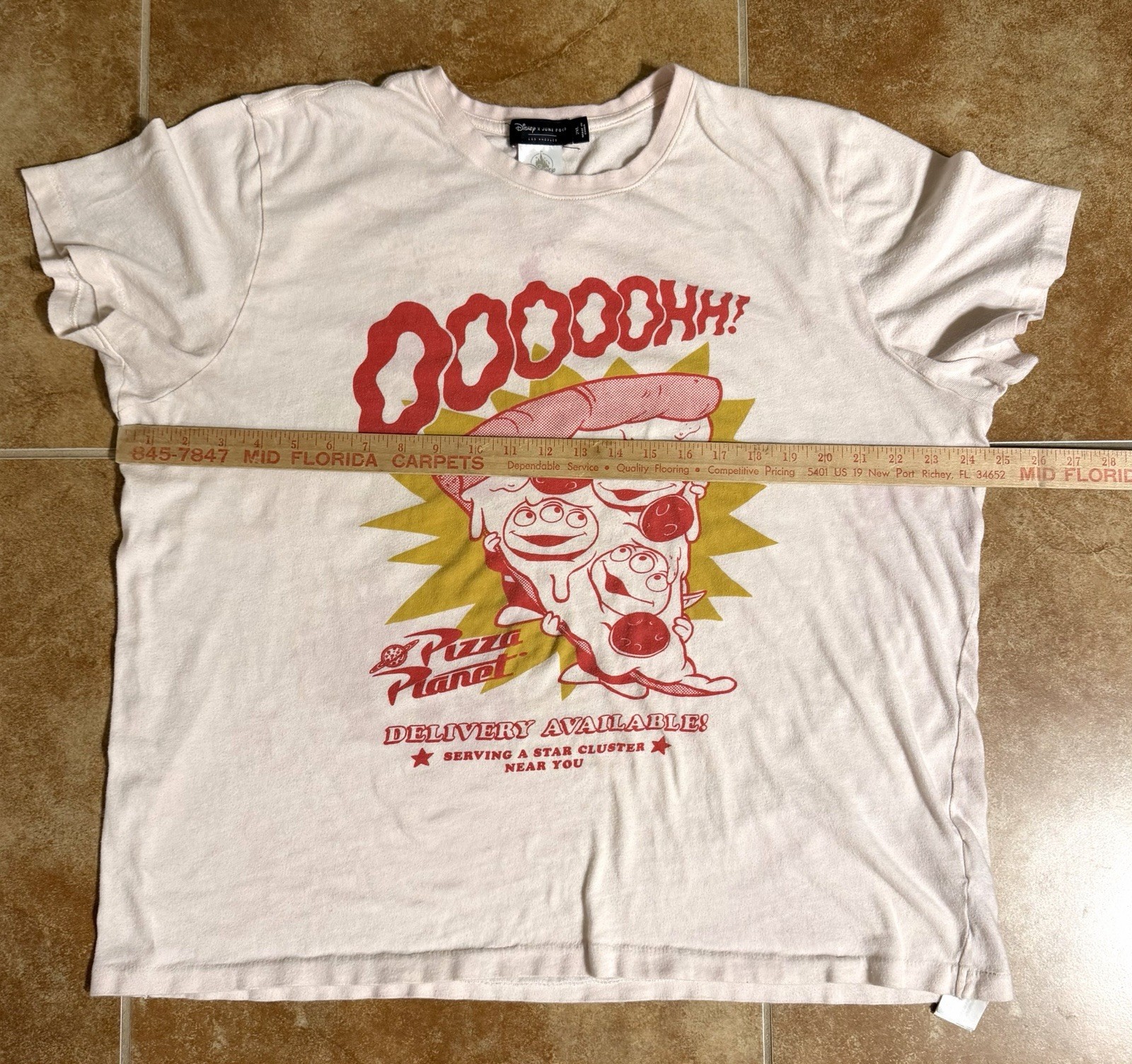 Disney X Junk Food Pizza Planet Shirt Mens 2XL Pink Toy Story Aliens Tee Graphic gallery