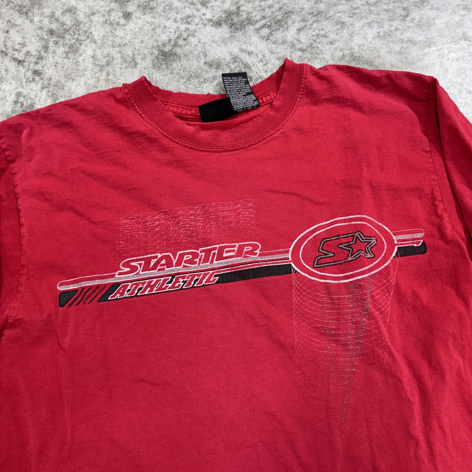 Starter Shirt Mens Medium Red Long Sleeve Athletic Graphic Logo Vintage Style gallery