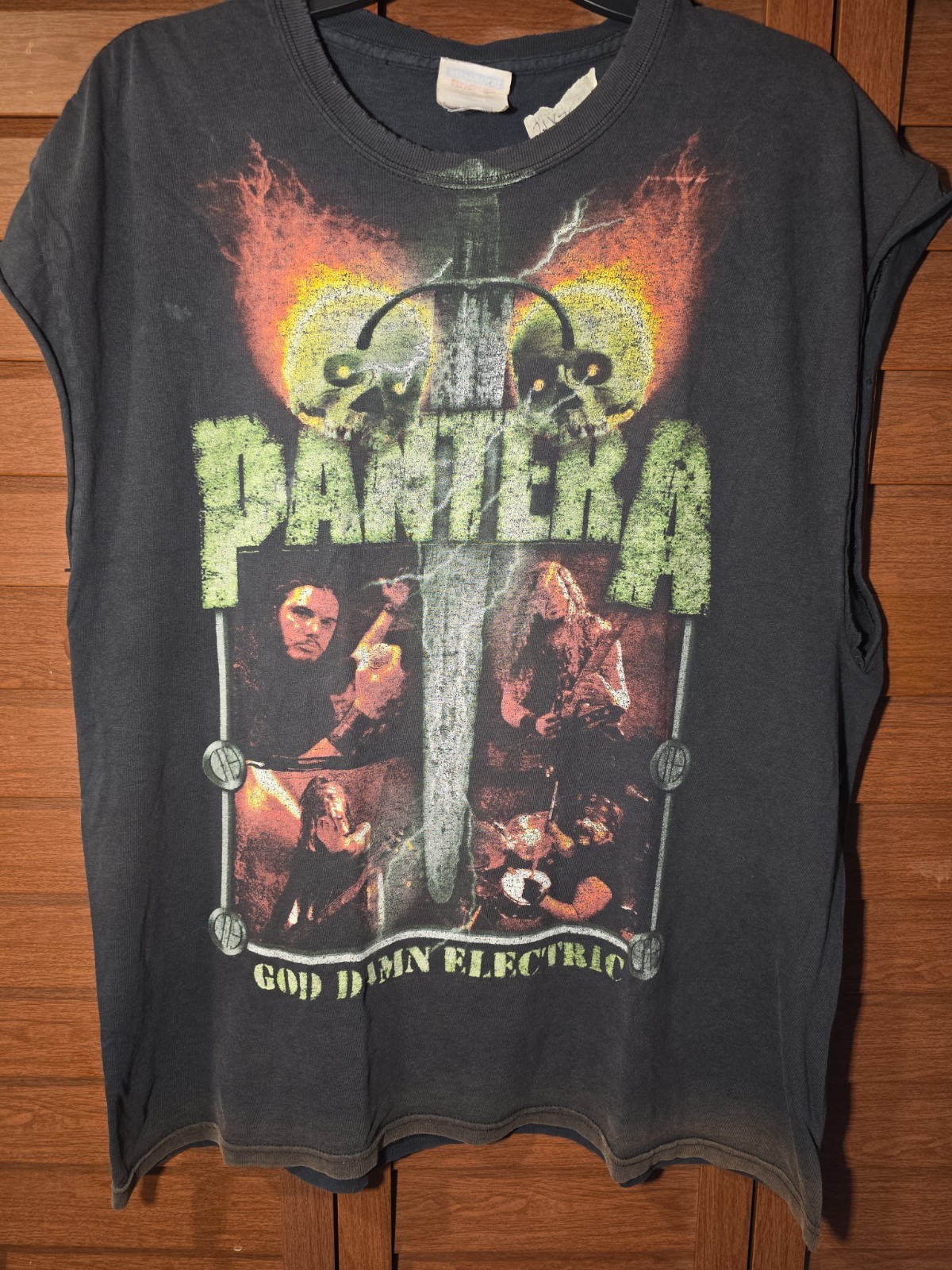 Vintage Distressed Pantera God Damn Electric Sleeveless T-Shirt gallery